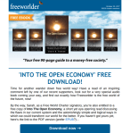 Free World Charter October 2017 newsletter screenshot