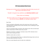 VIP Int Real Estate brochure cover letter direct mail screenshot